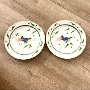 RARE 2 X Royal Danube Dinner Plates Hand Painted Bird By‎ Seres Erzsebet 9 3/4”
